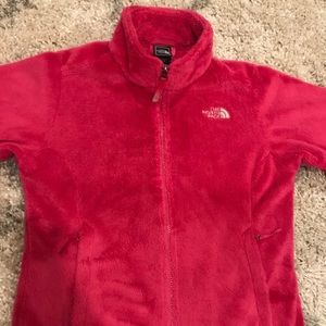 Girls Hot Pink North Face Front Zip Fleece